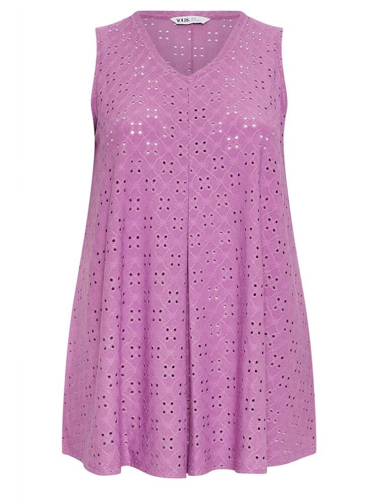 Yours Curve Purple Broderie Pleated Swing Vest - Image 5 of 5