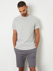 Threadbare Grey Cotton Stretch Turn-Up Chino Shorts with Woven Belt - Image 3 of 4