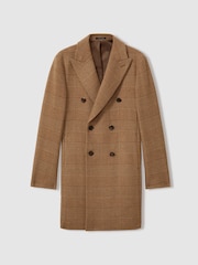 Reiss Camel Rimini Wool Blend Double Breasted Overcoat - Image 2 of 5