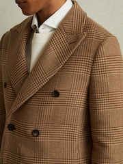Reiss Camel Rimini Wool Blend Double Breasted Overcoat - Image 3 of 5