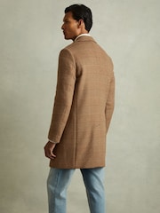 Reiss Camel Rimini Wool Blend Double Breasted Overcoat - Image 4 of 5