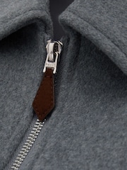Reiss Sky Blue Melange Peridoe Zip-Through Trucker Jacket with Wool - Image 5 of 5
