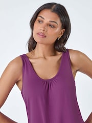 Roman Purple Plain V-Neck Stretch Jersey Vest Top - Image 4 of 5
