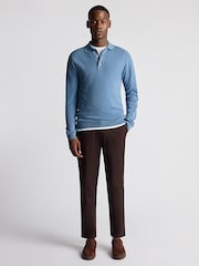 Remus Uomo Blue Long Sleeve 100% Cotton Jumper - Image 1 of 6
