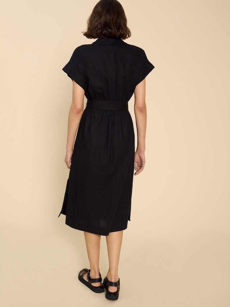 White Stuff Black Linen Blend Marianne Dress - Image 2 of 5
