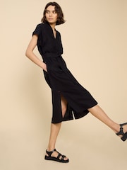 White Stuff Black Linen Blend Marianne Dress - Image 3 of 5