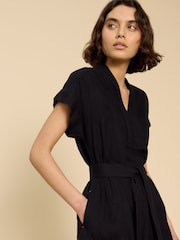 White Stuff Black Linen Blend Marianne Dress - Image 4 of 5