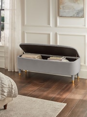 Soft Velvet Mid Grey Valencia Upholstered Storage Ottoman - Image 2 of 7