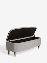 Soft Velvet Mid Grey Valencia Upholstered Storage Ottoman - Image 5 of 7