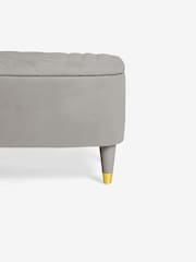 Soft Velvet Mid Grey Valencia Upholstered Storage Ottoman - Image 6 of 7