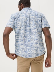 FatFace Blue Short Sleeve Tile Print Shirt - Image 2 of 4
