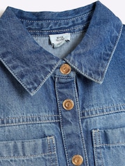 River Island Blue Girls 100% Cotton Denim Pinafore Dress - Image 4 of 5