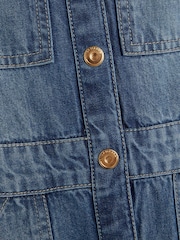 River Island Blue Girls 100% Cotton Denim Pinafore Dress - Image 5 of 5