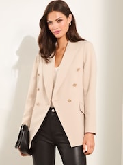 Lipsy Nude Pink Double Breasted Blazer - Image 1 of 4