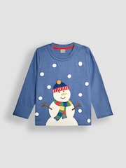 JoJo Maman Bébé Blue Snowman Top - Image 1 of 5
