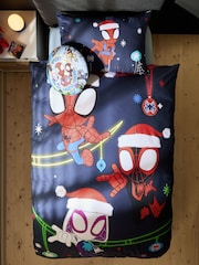Spidey & Friends Navy Christmas 100% Cotton Duvet Cover and Pillowcase Set - Image 1 of 7