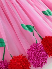 Boden Pink 100% Cotton Jersey Tulle Cherry Applique Dress - Image 4 of 4