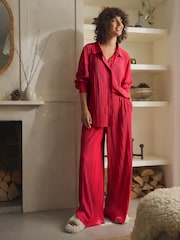 Red Plisse Button Through Pyjamas - Image 1 of 5