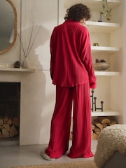 Red Plisse Button Through Pyjamas - Image 4 of 5