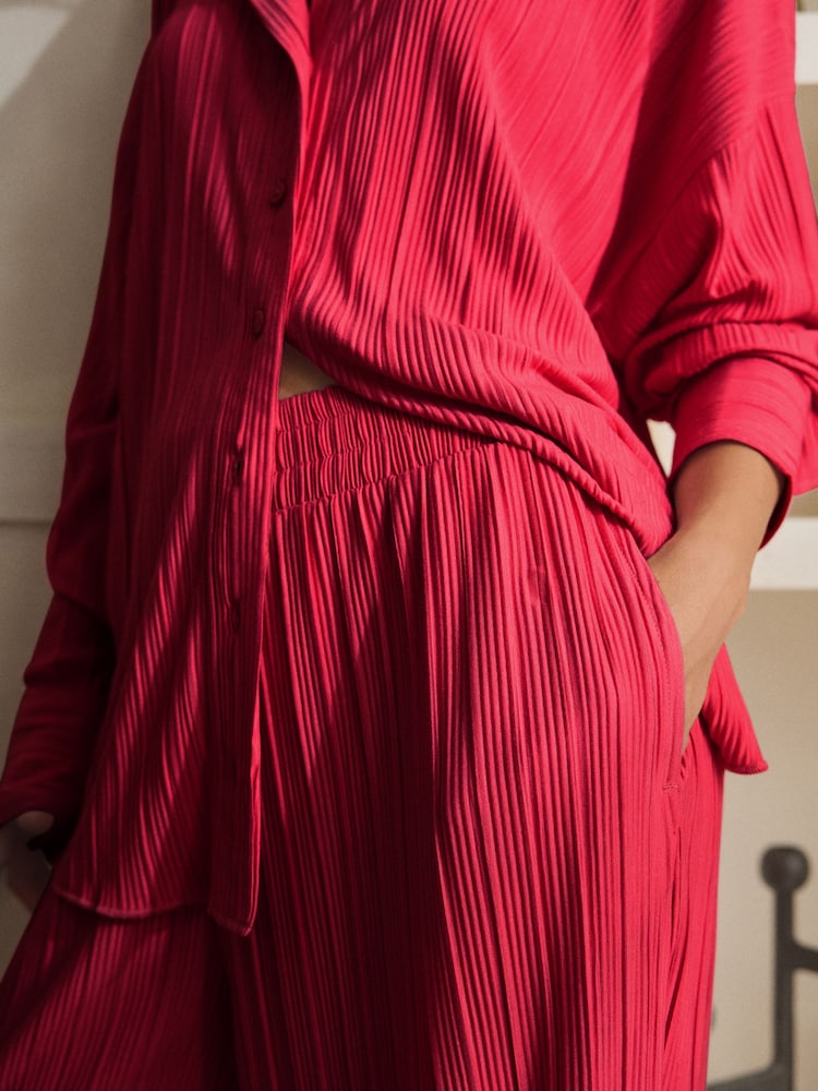 Red Plisse Button Through Pyjamas - Image 5 of 5