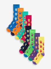 Bright Monsters Fun Pattern Socks 8 Pack - Image 1 of 10
