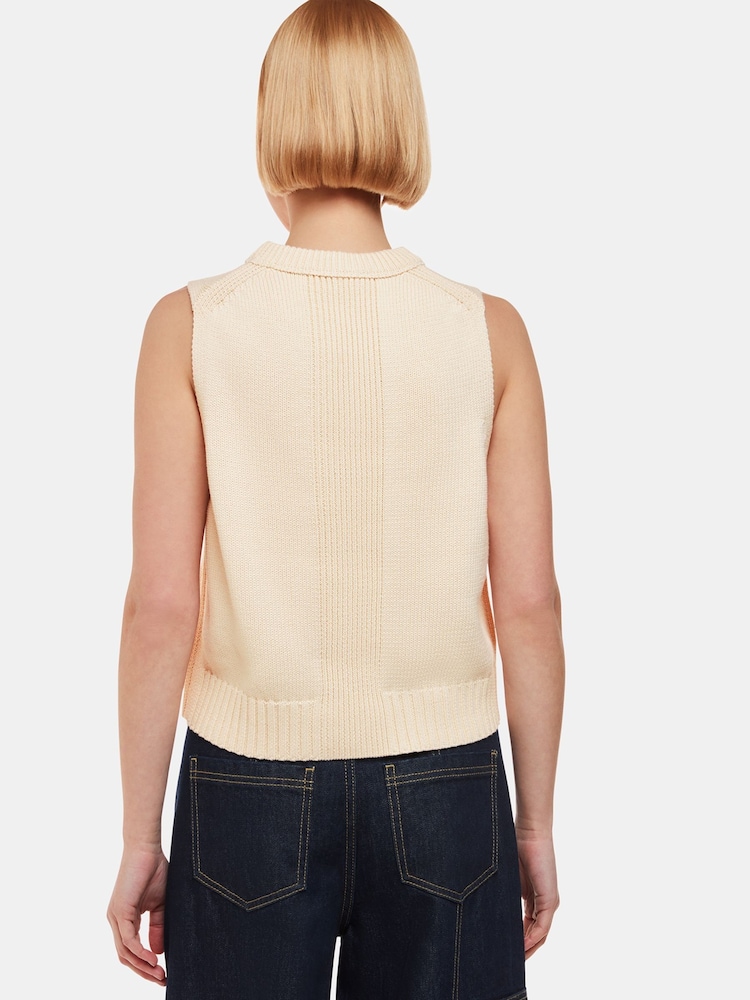Whistles Indie Rib Detail Cream Tank - Image 2 of 5