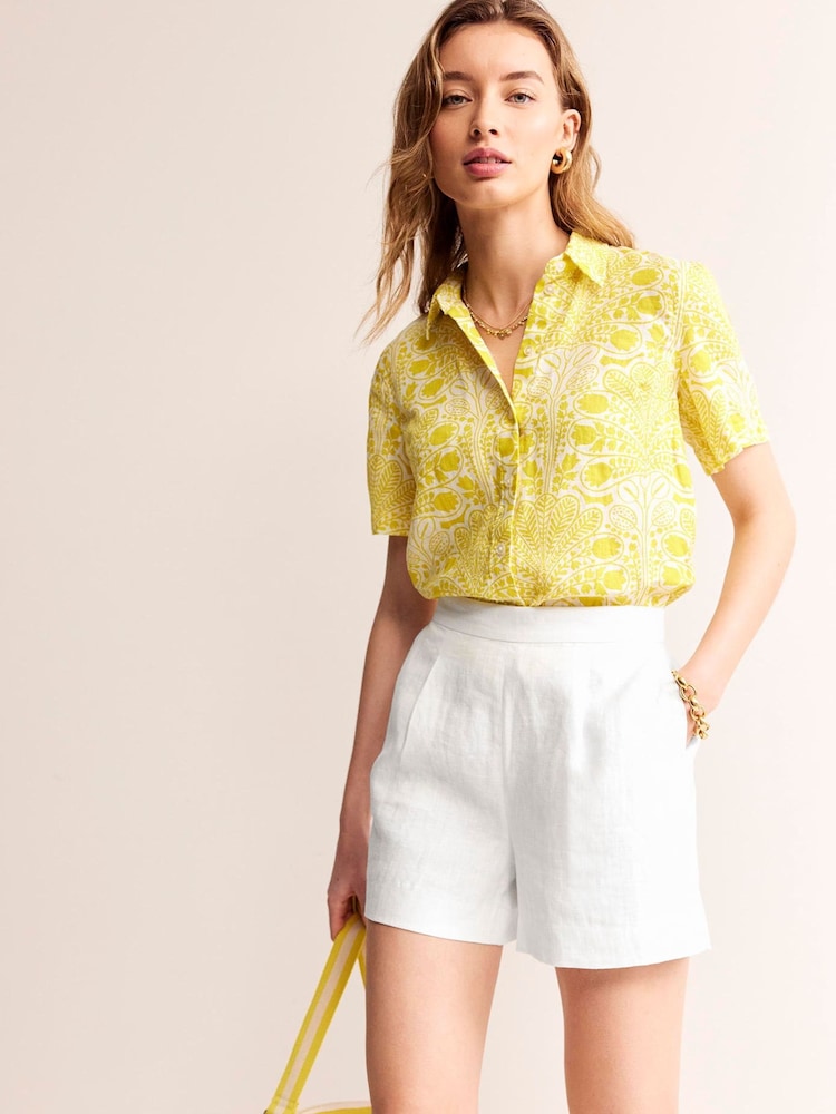Boden White Hampstead 100% Linen Shorts - Image 1 of 5
