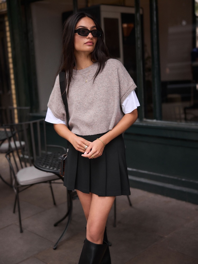Taupe Brown Bow Back Knitted Tank - Image 2 of 6