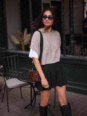 Taupe Brown Bow Back Knitted Tank - Image 3 of 6