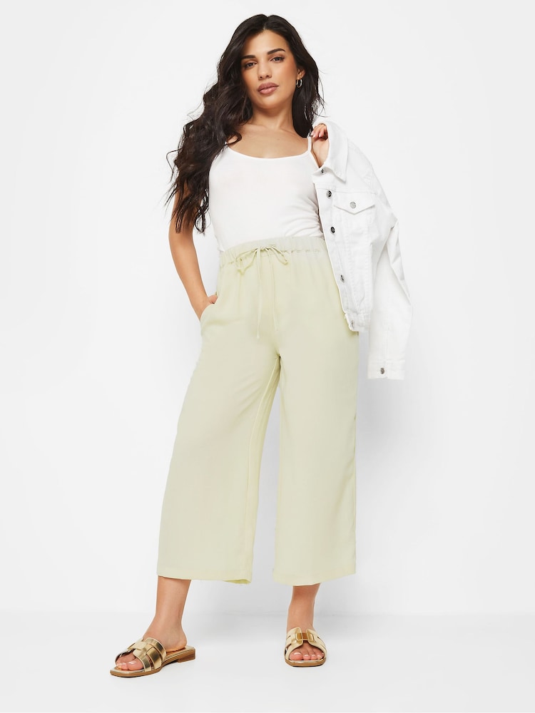 PixieGirl Petite Natural Utility Wide Leg Cropped Trousers - Image 1 of 5