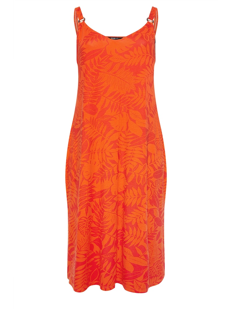 Yours Curve Orange Shirred Strappy Throw On Beach Dress - Image 7 of 7 Yours Curve Orange Shirred Strappy Throw On Beach Dress - Image 7 of 7