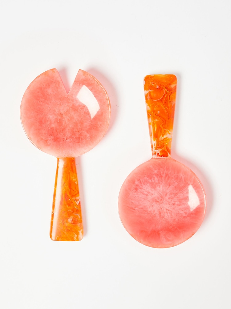 Oliver Bonas Pink/Orange Rayos Resin Salad Servers - Image 2 of 4 Oliver Bonas Pink/Orange Rayos Resin Salad Servers - Image 2 of 4