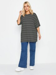 Yours Curve Black Oversized Boxy T-Shirt - Image 2 of 4