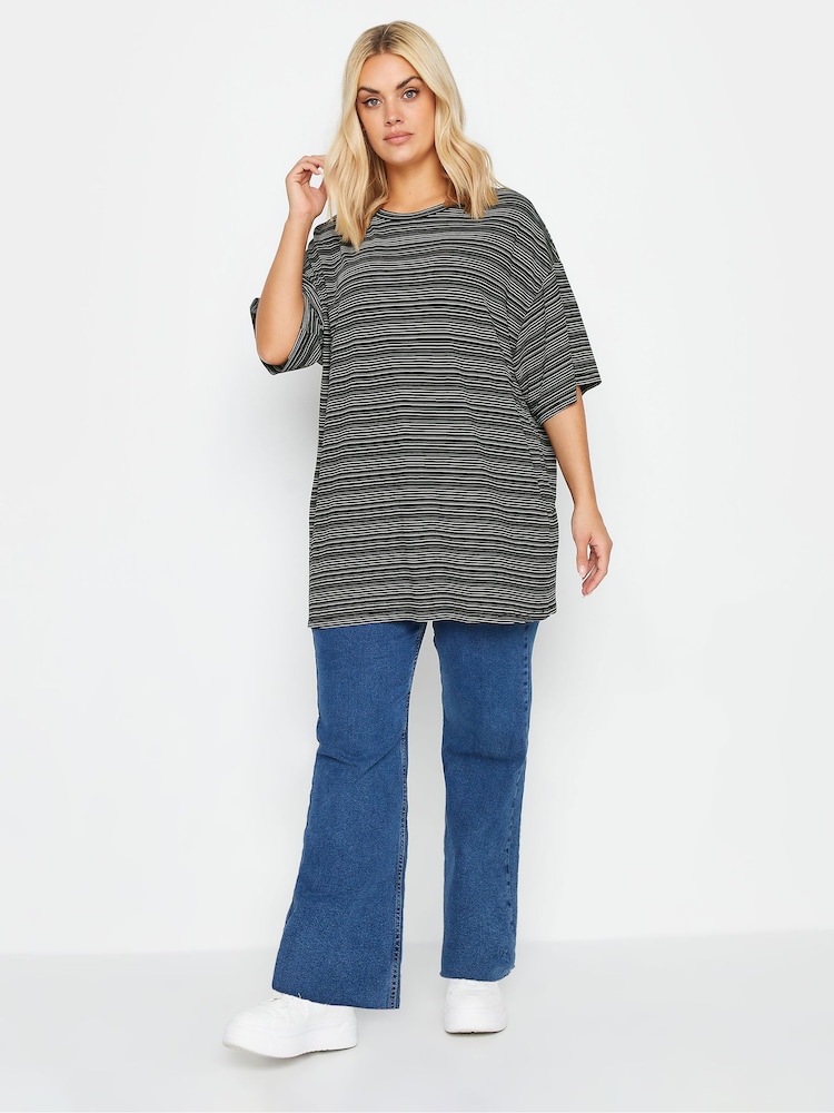 Yours Curve Black Oversized Boxy T-Shirt - Image 2 of 4