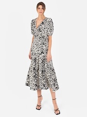 Lovedrobe Wrap Front Puff Sleeve Midaxi Dress - Image 1 of 5