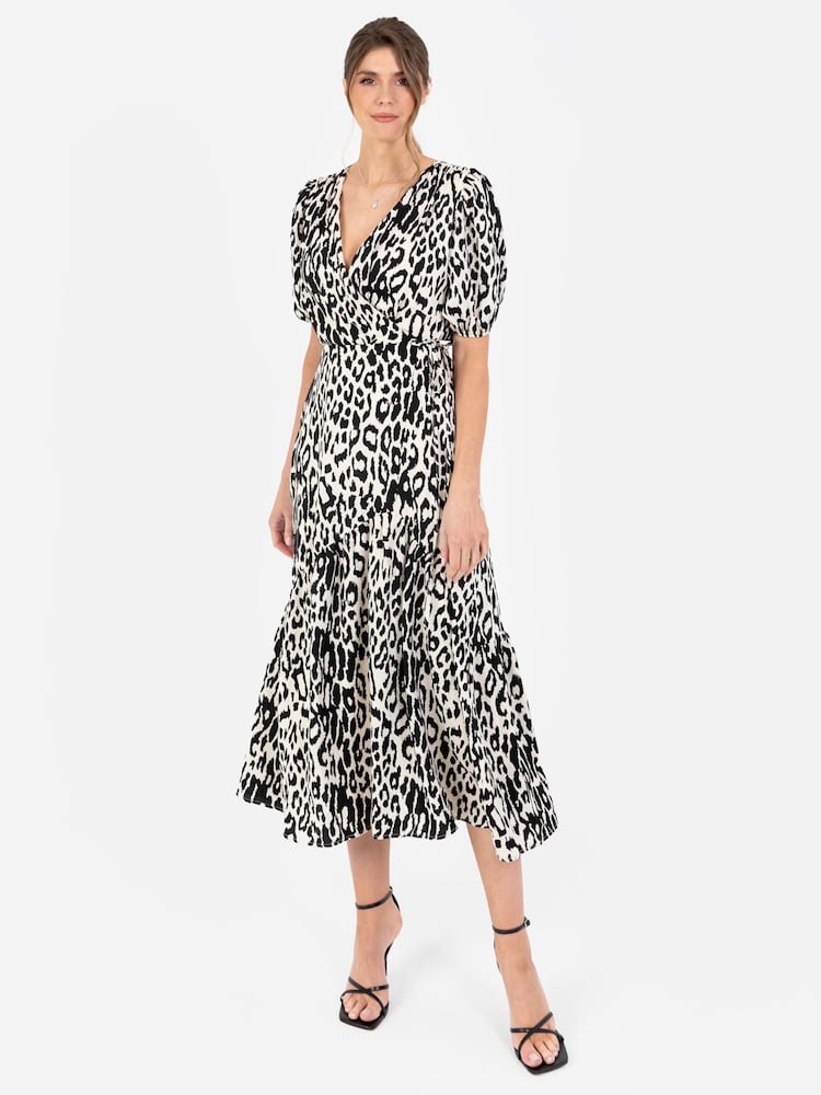 Lovedrobe Wrap Front Puff Sleeve Midaxi Dress - Image 1 of 5