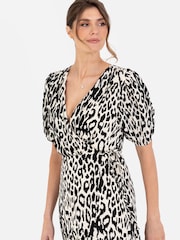 Lovedrobe Wrap Front Puff Sleeve Midaxi Dress - Image 3 of 5
