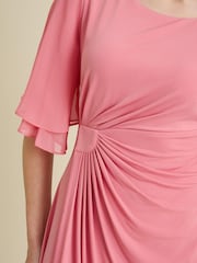 Gina Bacconi Pink Raphaela Faux Wrap Dress With Double Layer Sleeve - Image 4 of 5