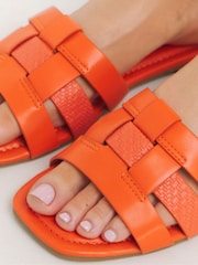 Simply Be Orange Wide Fit  Woven Flat Sandals - Image 4 of 4