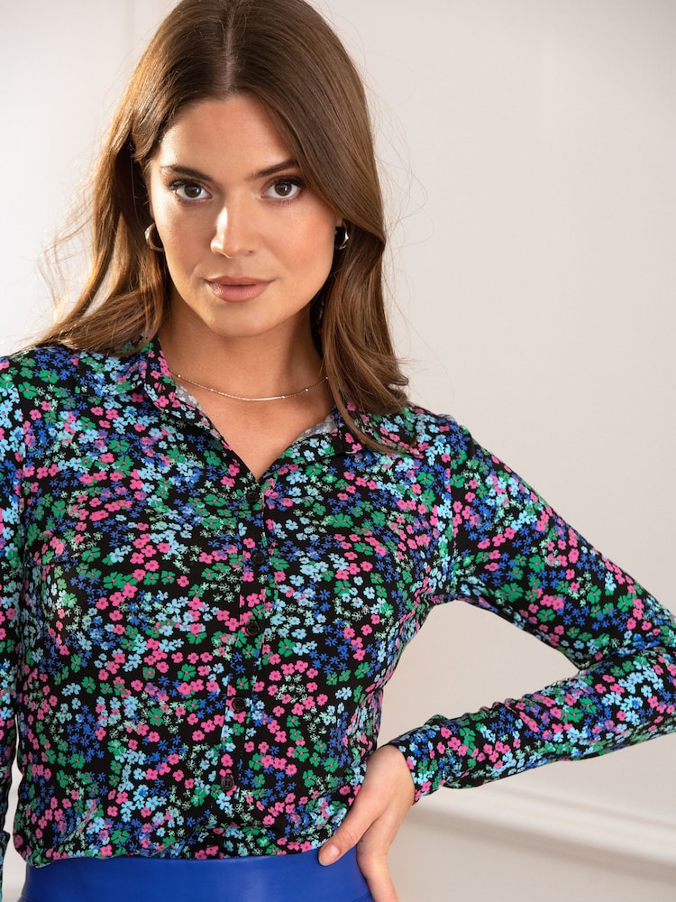Pour Moi Blue Bailey Slinky Jersey Shirt - Image 2 of 4