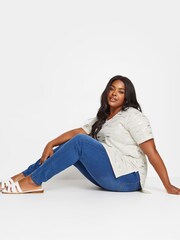 Yours Curve White 100% Cotton Foil Print Top - Image 2 of 5