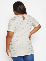 Yours Curve White 100% Cotton Foil Print Top - Image 3 of 5
