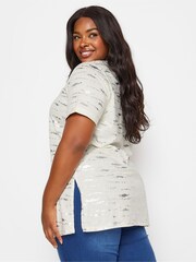 Yours Curve White 100% Cotton Foil Print Top - Image 4 of 5