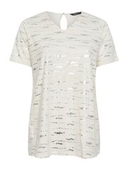Yours Curve White 100% Cotton Foil Print Top - Image 5 of 5