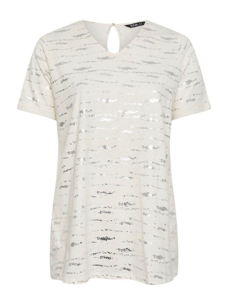 Yours Curve White 100% Cotton Foil Print Top - Image 5 of 5
