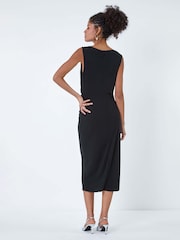 Dusk Black Ruched Cowl Neck Stretch Midi Dress - Image 3 of 5
