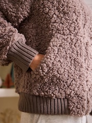 Mink Brown Borg Full Zip Jacket - Image 6 of 10