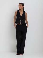 4th & Reckless Black Zella Tie Front Waistcoat - Image 1 of 4