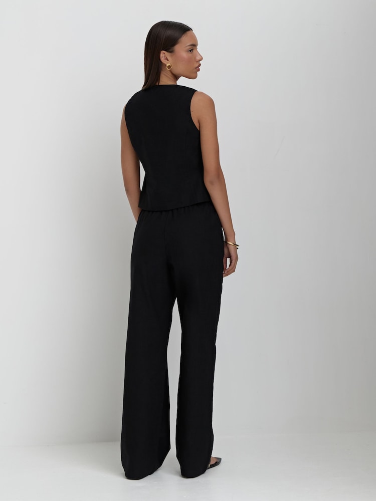 4th & Reckless Black Zella Tie Front Waistcoat - Image 2 of 4