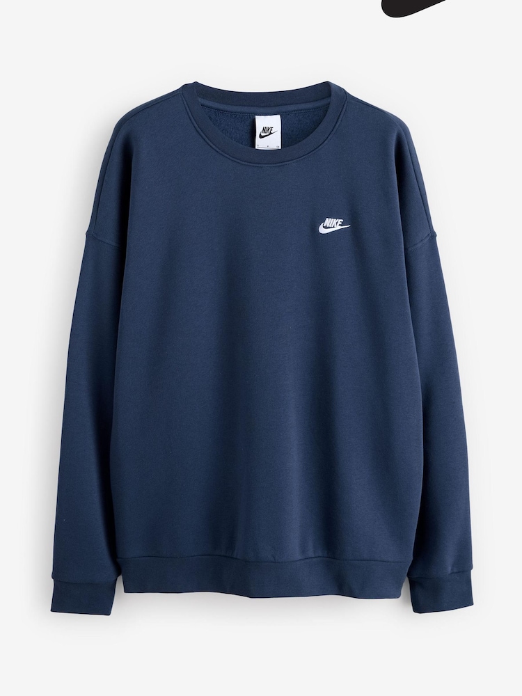 Nike Navy Oversized Club Fleece Sweatshirt - Image 2 of 3
